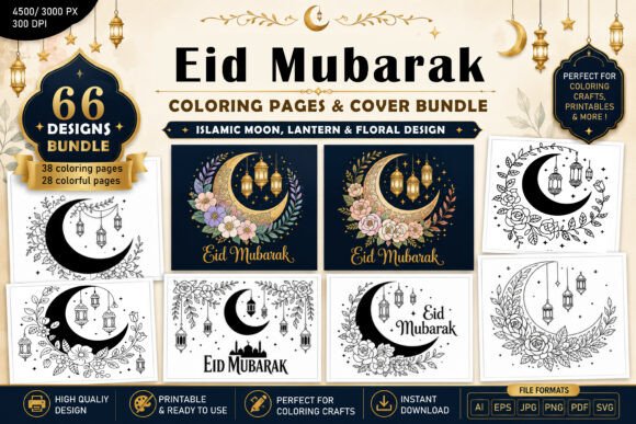 66 Eid Mubarak Coloring Pages: Graphics & Coloring Pages Amp