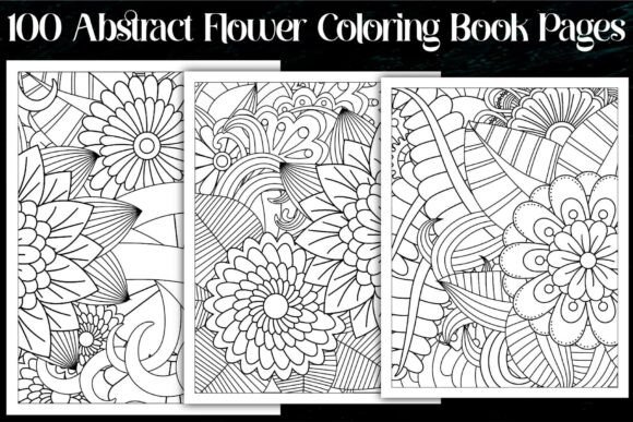 Abstract Flower Coloring Book Pages: Graphics for Crafts & Content