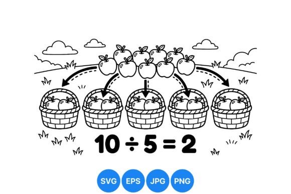 Apple Division Math Coloring: Graphics & Illustrations