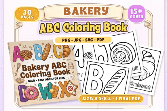 Bakery ABC Coloring Book: Graphics & Coloring Pages Amp