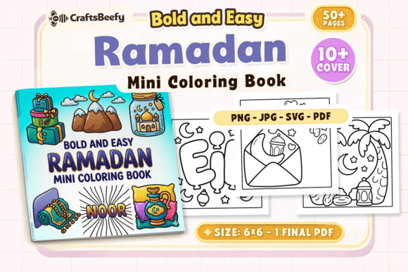 Bold and Easy Ramadan Mini Coloring Book: Graphics & Coloring Pages Amp