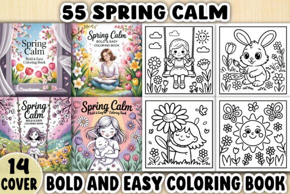 Bold and Easy Spring Calm Coloring Pages Graphics