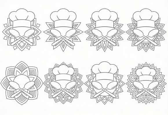 Chef Hat Mandala Spoon Coloring Page: Graphics for Crafts