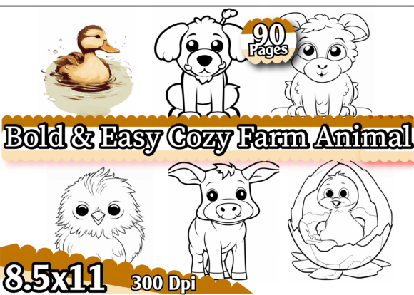 Cozy Farm Animal Bold Easy Coloring