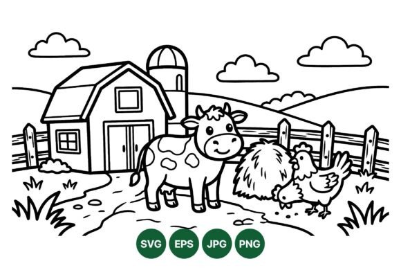 Cute Farm Animal Coloring SVG: Graphics & Illustrations Review