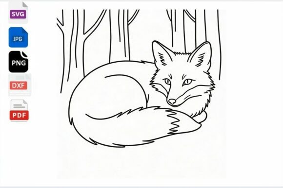 Cute Fox Coloring Page Outline Digital: Graphics for Crafts & Local Brands