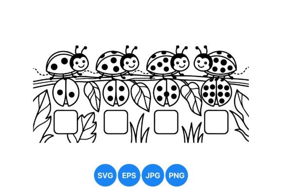 Cute Ladybug SVG Coloring Line Art: Graphics & Illustrations for Local Brands