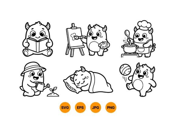 Cute Monster Activity Clipart: Playful Graphics & Illustrations