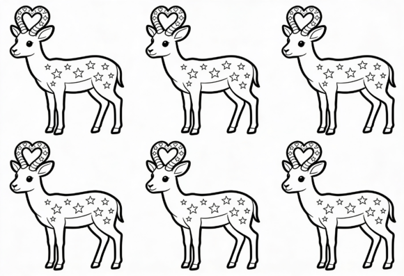 Cute Star Deer Coloring Page Vector Art: Graphics for Crafts & Branding