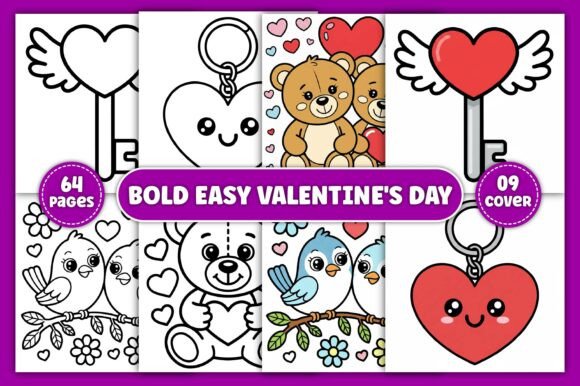 Easy Cute Valentine’s Day Coloring Pages Graphics