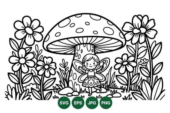 Fairy Garden Coloring SVG Art: Playful Graphics & Illustrations
