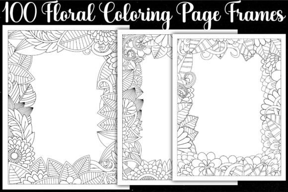 Floral Coloring Page Frames Graphics