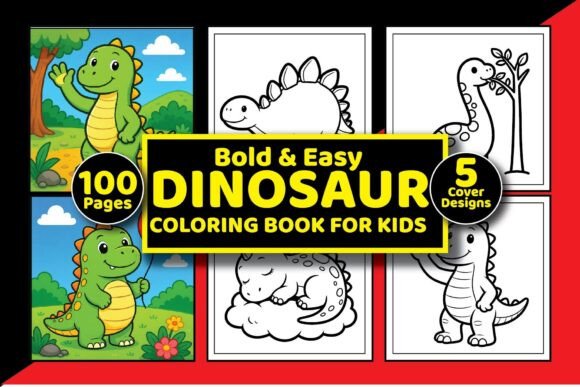Fun Cute Dino Coloring Book for Kids: Graphics & Coloring Pages Amp