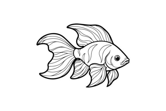 Goldfish Coloring Book Illustration: Graphics for Coloring Pages Amp