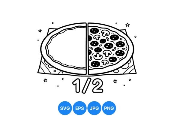 Half Pizza Coloring SVG Design