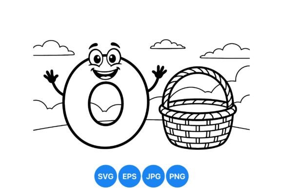 Happy Picnic Basket Coloring Clipart: Graphics & Illustrations