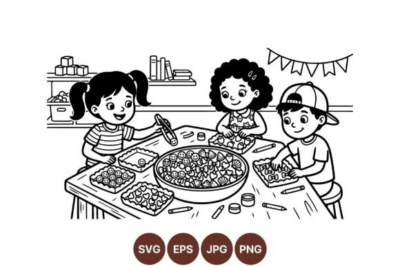 Kids Crafting Fun Coloring Design Graphics & Illustrations
