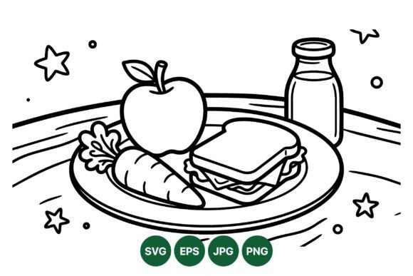 Kids Lunch Snack Coloring SVG: Playful Graphics & Illustrations