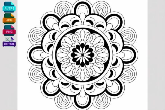 Mandala Coloring Page SVG DXF EPS PNG: Graphics for Crafts & Creative Brands