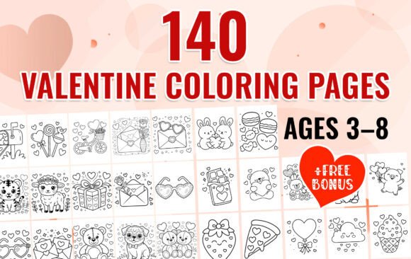 Mega Valentine Coloring Bundle for Kids: Graphics & Graphic Templates