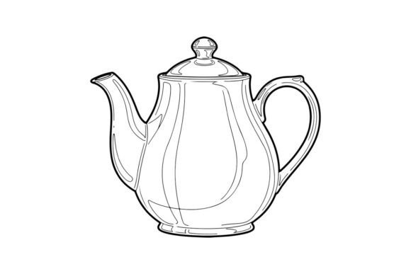 Shiny Teapot Coloring Page Outline: Graphics & Coloring Pages Amp