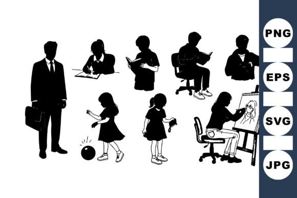 Silhouette People Activity SVG: Graphics for Crafts & Branding