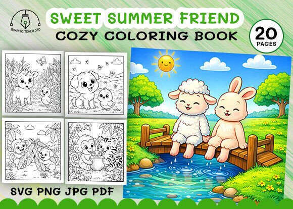 Sweet Summer Friend Coloring Book: Graphics & Coloring Pages Amp