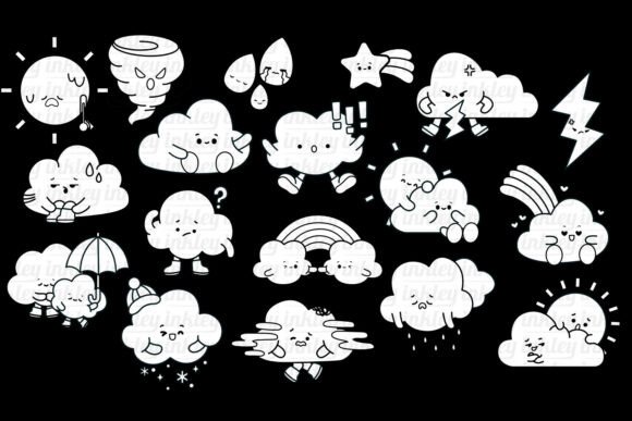 Weather Icon Clipart Coloring: Graphics & Illustrations for Real Publishing