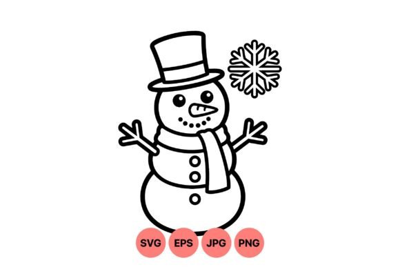 Winter Snowman Coloring SVG: Graphics & Illustrations for Festive Branding